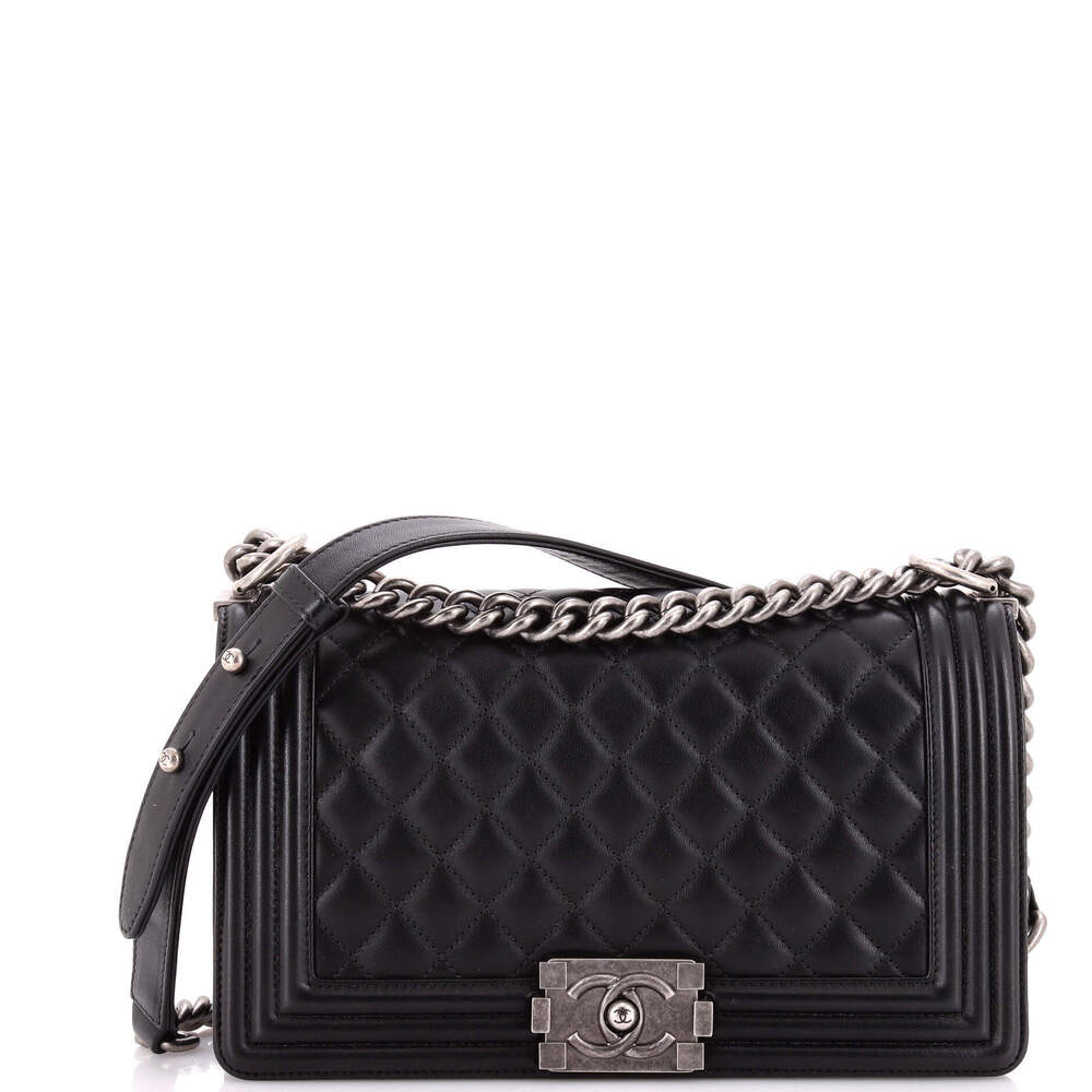 Chanel Old Medium Boy Flap Bag Quilted Lambskin